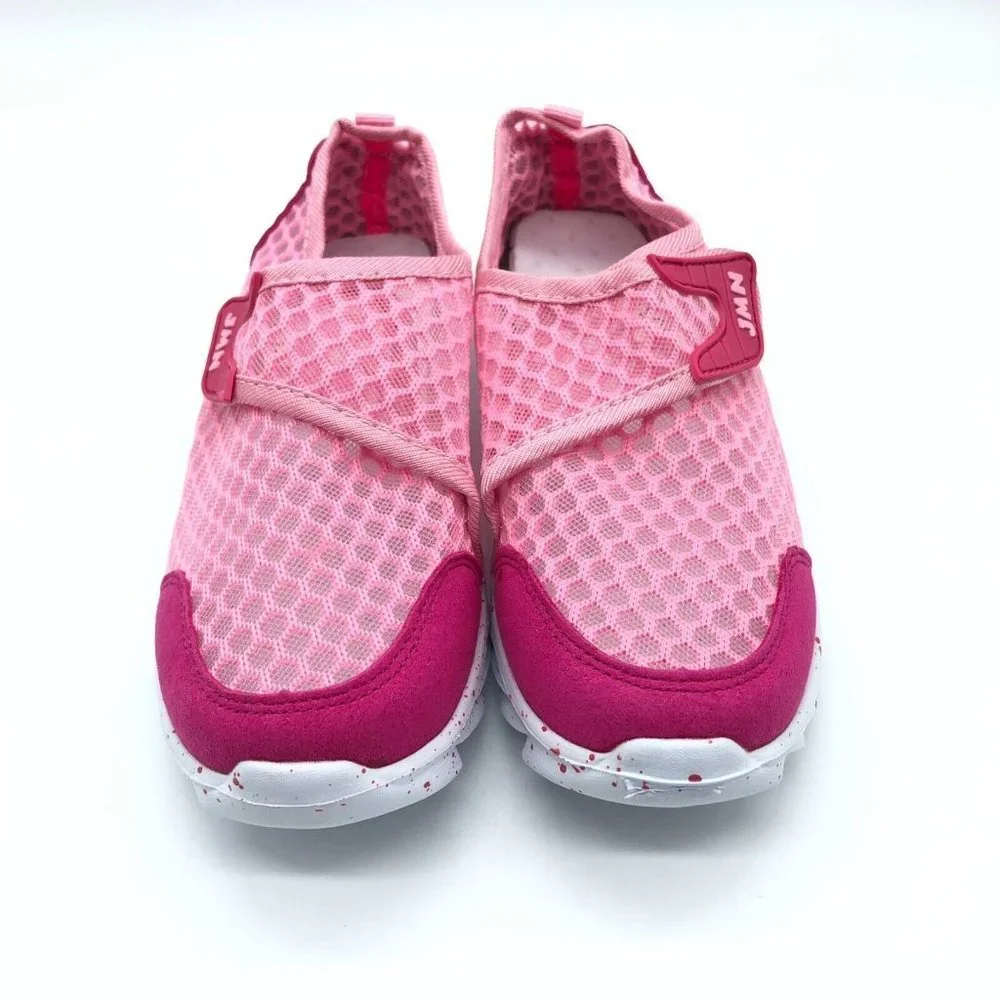 JMN Girls Mesh Sneakers Water Shoes Lightweight Hook & Loop Pink 35 US 3